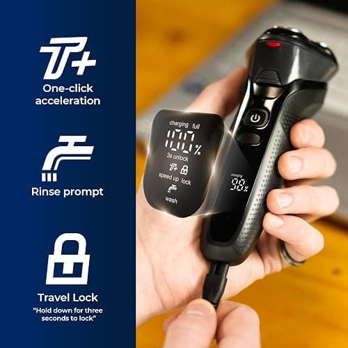rategist Cordless Electric Razor for Men: 3-in-1 Shaver for Beard/Nose/Sideburns - IPX7 Waterproof Travel Kit - Turbo Speed & Precision Blades thumbnail 4