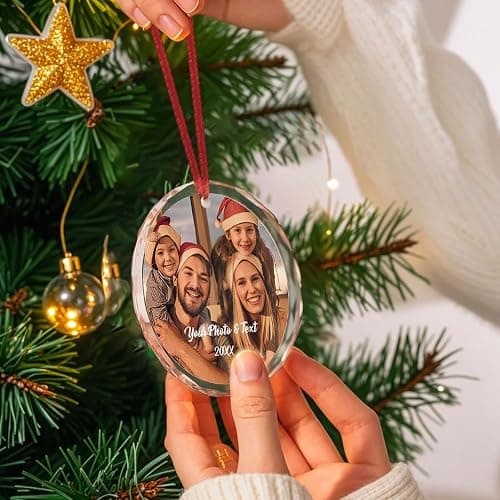 Bemaystar Personalized Crystal Christmas Ornaments with Photo,Custom Christmas Ornament,Wedding Gifts for Couples,Bridal Shower Gifts for Bride - Color2 thumbnail 5