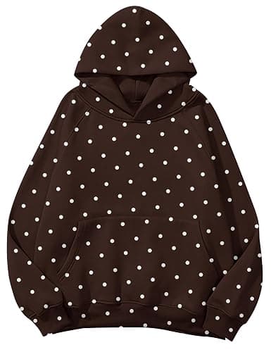 Lauweion Women Solid Basic Fleece Letter Loose Hoodie Sweatshirt Long Sleeve Kangaroo Pocket Drop Shoulder Pullovers Top - Image 1