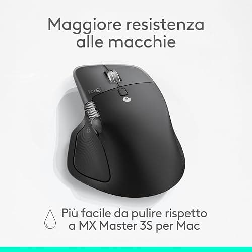 Logitech MX Master 4 per Mac, mouse Bluetooth ergonomico con feedback aptico a prestazioni avanzate, scorrimento ultraveloce, ricarica USB-C, macOS, iPadOS, Windows - Nero siderale thumbnail 9