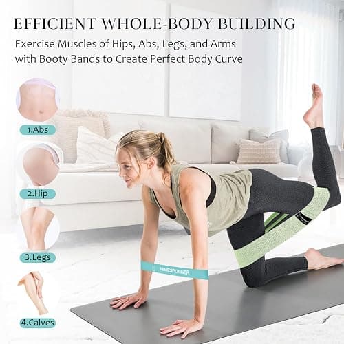 HIMESPORNER Wide Fabric Resistance Bands for Working Out, 3 Level Non-Slip Exercise Booty Bands for Women & Men Leg and Glutes with Hair Ties and Tape Measure - for Home Gym Workout, Yoga, Pilates thumbnail 7