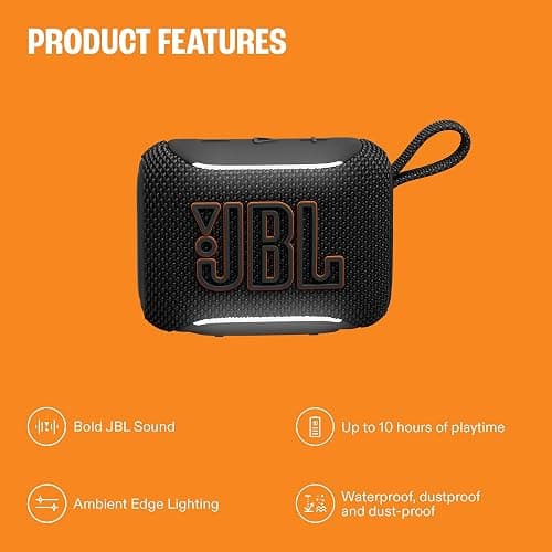 JBL Go 5 - Ultra-Portable Waterproof & Drop-Proof Speaker with JBL Legendary Sound & Ambient Edge Lighting, AirTouch Instant Stereo Pairing or Link Multiple Compatible Speakers via Auracast™ (White) thumbnail 4