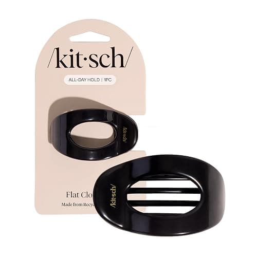 Kitsch Small Flat Claw Clips for Women - Stylish Flat Hair Clips, Strong Hold for Thick & Fine Hair | Non-Slip for Secure, Comfortable All-Day Wear | Ideal Gifts for Women - Black thumbnail 8