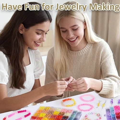 XSEINO About 7200PCS 6mm Glass Beads Bracelet Making Kit,144 Assorted Colors Crystal Glass Beads for Bracelet and Jewelry Making and DIY Crafts,Friendship Gifts,to Give to Friends, Family thumbnail 2