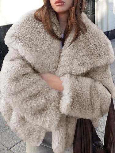 Cicy Bell Womens Faux Fur Coat Winter Shaggy Casual Oversized Lapel Jackets Warm Fuzzy Outerwear thumbnail 5