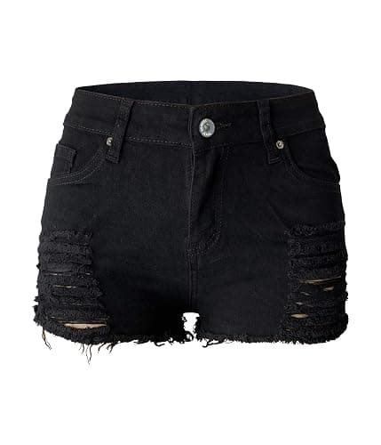Aodrusa Womens Ripped Denim Shorts Mid Rise Body Enhancing Curvy Cutoff Distressed Jeans - Image 1