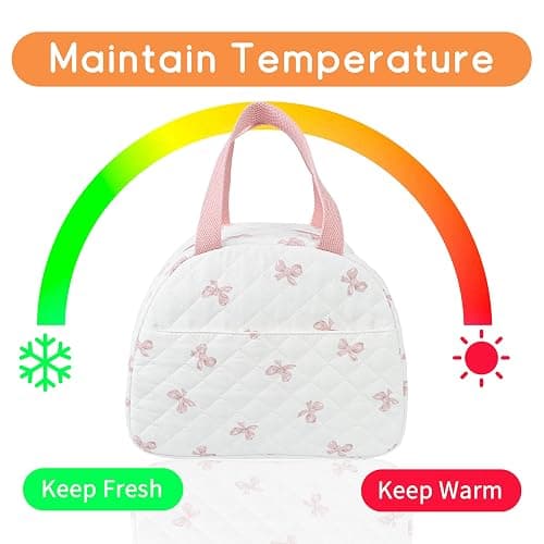 GISMTR Lunch Bag for Women Insulated Lunch Box Cute Quilted Lunch Tote Bags Reusable Large Capacity Cooler Bag for Travel Work Picnic thumbnail 4