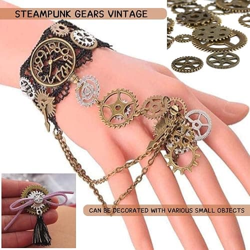 50g Steampunk Zahnräder Set, Vintage Metall Anhänger für Schmuck Basteln & Deko, Handwerk Zubehör. thumbnail 3