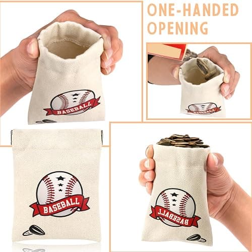 DOSTATNI Baseball Snack Bags Baseball Treat Bags Mini Storage Bag Canvas Favor Bag Squeeze Top Portable Base Ball Team Gift for Birthday Game (1) thumbnail 3