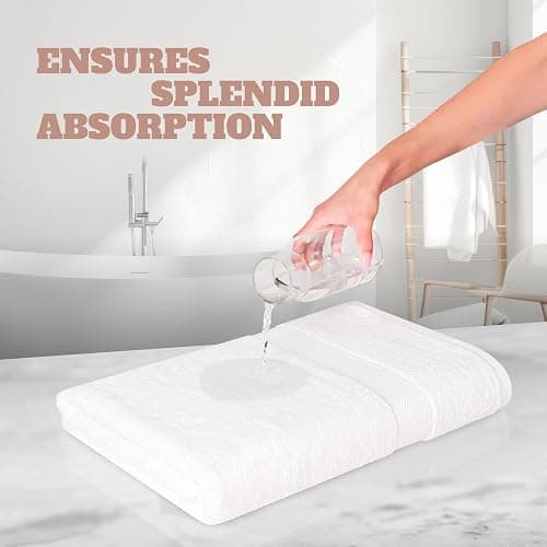 Wealuxe White Bath Towels 24x50 Inch, 6 Pack - Extra Absorbent Cotton Towel Set for Bathroom | White, 24x50 Inch, Cotton, Towel Set, for Bathroom, Hotel, Gym, Spa, 6 Pack thumbnail 5