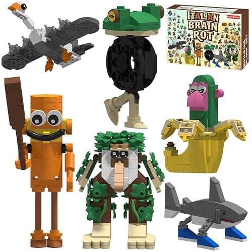 Myth Qholve Italian Brain Rot Unique Cartoon Characters Building Blocks 6 in 1 Educational & Entertaining Gift Idea for Kids Teens & Adults - Image 1