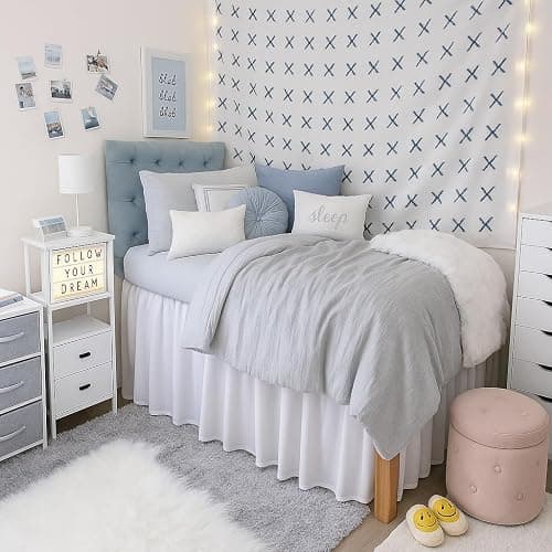 Cottingon Dorm Room Bed Skirt, 100% Microfiber, White, Twin XL-36'' Drop thumbnail 9