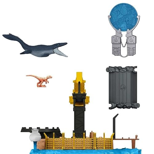Mattel Jurassic World Dominion Minis Mosasaurus Mayhem Playset with 2 Mini Dinosaur Figures, Launchers and Break Apart Feature, Toy Gift Set and Collectible - Modern - Image 1