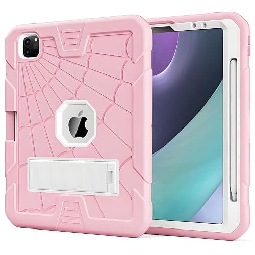 TSQQST Case for iPad Pro 11 Inch for Kids Girls with Pencil Holder | Rugged Shockproof Protective Case for iPad Pro 11 4th/3rd/2nd/1st Generation 2022 2021 2020 2018 | Pink - Image 1