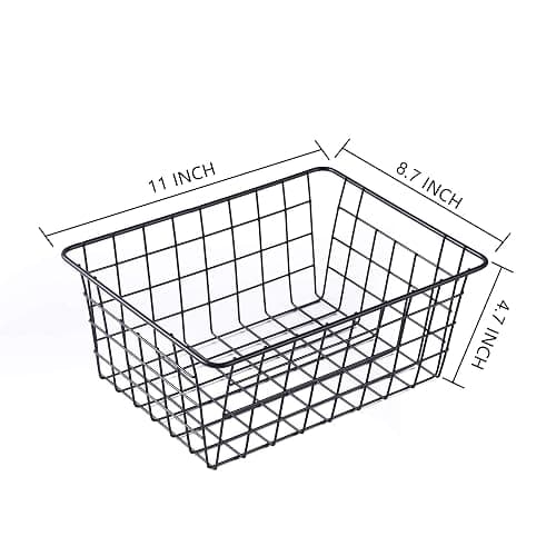 Wire Baskets for Organizing Household 4 Pack Pantry Baskets For Storage Pantry Wire Black Metal Storage Bins thumbnail 2