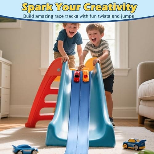 INKZOO Flex Tracks 15 Ft Starter Set Flexible Race Track for Kids 3+, Flexible Car Track Race Car Ramp Track Compatible with Diecast 1/64th Cars, Portable Rolls Up Race Tracks with Strong Suction Cups thumbnail 2