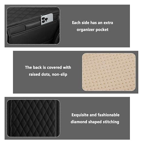 Upgraded Car Center Console Cover,Microfiber Leather Car Armrest Cover Cushion with 2 Storage Bags,Car Armrest Storage Box Interior Accessories for Most Vehicles (Black) thumbnail 3