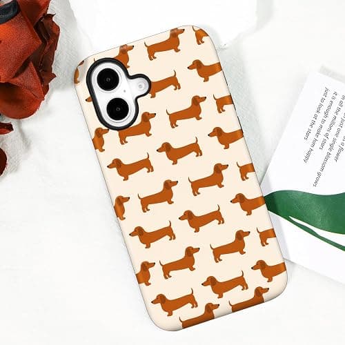flewfun Magnetic for iPhone 16 Cute Dog Phone Case, Dachshund Dog | Sausage Dog Shockproof Slim TPU and Hard PC Protective Phone Cover Compatible with MagSafe Designed for Pet Lover thumbnail 8