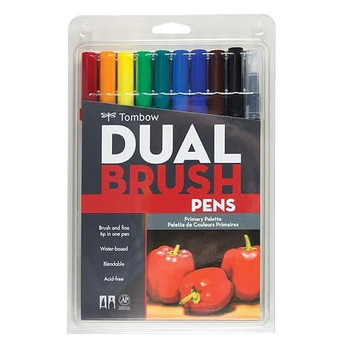 Tombow ABT Dual Brush Pen Set of 10, Primary - Image 1