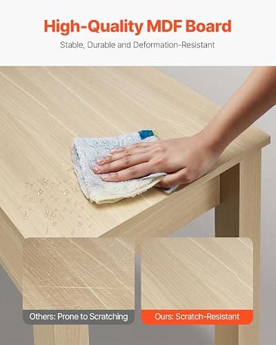 VEVOR Small Desk with Drawers, Wooden Table for Home Office, Small Computer Desk with Storage, Vanity Desk with Drawers, Study Table for Adults/Students for Drawing, Reading, Writing, Light Wood thumbnail 5