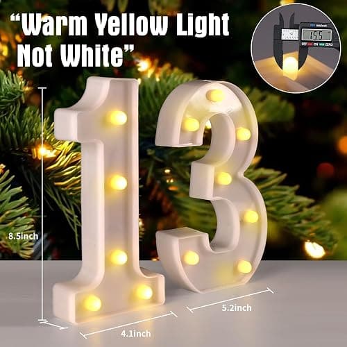 13th Birthday Decorations for Girls Boys,13th Birthday Party Decorations for Centerpieces Table,Light Up Numbers 13 Sign for Party Backdrop Wall Decor for 13 Wedding Anniversary Decoration thumbnail 2