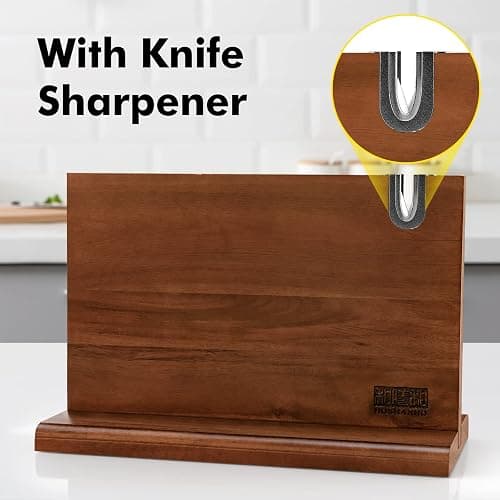HOSHANHO Bloc à Couteaux Magnétique 35,5 x 25,4 cm - Porte Couteaux Aimanté Double Face Porte-couteaux Magnétique en Acacia Bloc Couteau de Cuisine thumbnail 5
