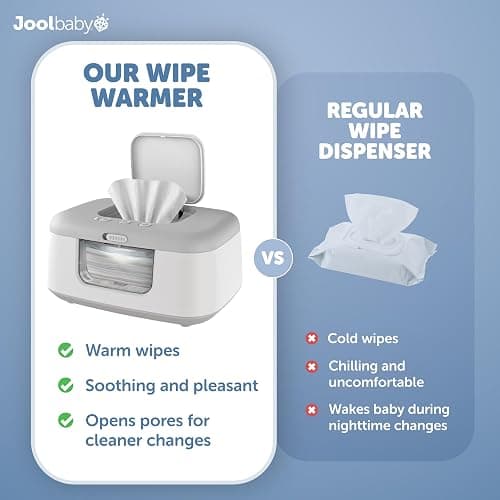 Jool Baby TinyBums Baby Wipe Warmer & Dispenser with LED Changing Light & On/Off Switch (Gray) thumbnail 5