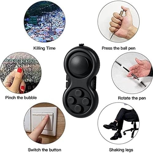 Yeefunjoy 2 PCS Fidget Toy Set, Fidget Pad, Fidget Toy Cube Sensory Toy Relieves Stress and Anxiety Toys Finger Toy Office Classroom Toy Gift for ADD, ADHD, Autism, Adults, Kids (Black) thumbnail 4