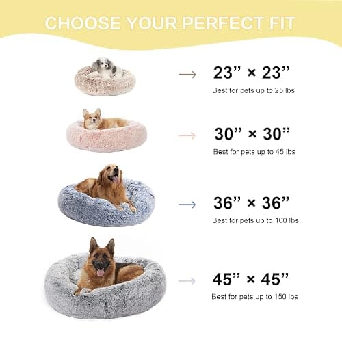 Bedfolks Calming Donut Dog Bed, 36 Inches Round Fluffy for Large Dogs, Anti-Anxiety Plush, Machine Washable (Dark Grey, Large) thumbnail 5