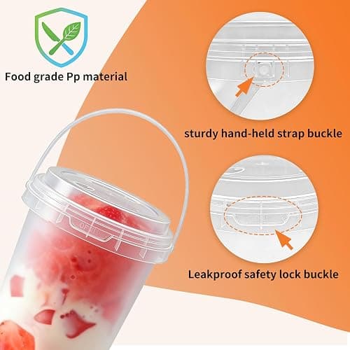34oz 15pack Plastic Cups with Lids and Straws, Jumbo Disposable Drink Cups with Lids, Perfect for Lemonade, Iced Coffee & Fruit Drinks at Summer Parties, Beach Picnics & Poolside thumbnail 6