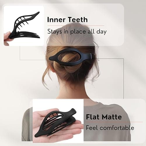 8 Pack Flat Hair Clips for Women,Matte No Crease Flat Claw Clips, Large Strong Hold Barrettes for Thick & Thin Hair, French Duckbill Styling Accessories thumbnail 3