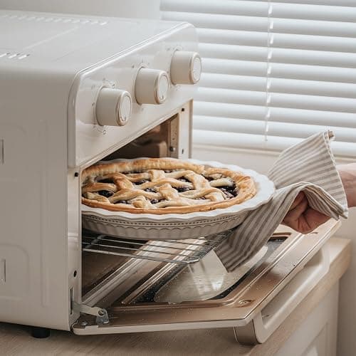 MIKIGEY Ceramic Pie Pan for Baking, 9 inch Pie Pans Set of 2, Round Pie Dish for Dessert Kitchen, Farmhouse Vintage Color Pie Plate, Oven & Dishwasher Safe, Off-White thumbnail 4