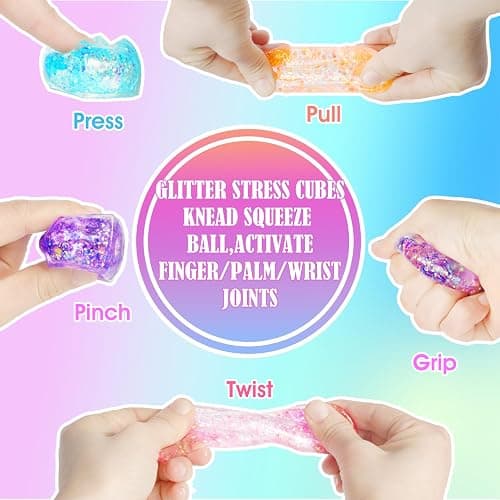 24 Pack Slow Rising Cube Squishy Stress Balls，Stress Cube for Adult | Bulk Taba Squish Fidget Toys, Square Squeeze Toy for Prizes, Glitter Mini Cube Squishy for Party Favors thumbnail 3