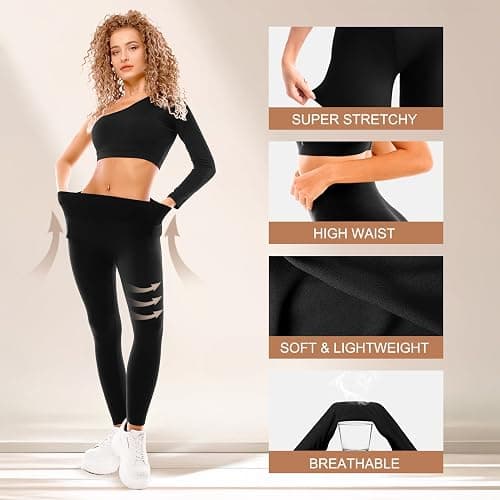 SINOPHANT 3 Pack Leggings for Women - High Waisted Buttery Soft Yoga Pants for Workout Athletic Sports thumbnail 3
