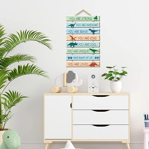 Rutiyoka Dinosaur Room Decor for Boys Bedroom Wall Dino Inspirational Art Kids Wood Decorations Little Boy Nursery Toddler Sign thumbnail 7