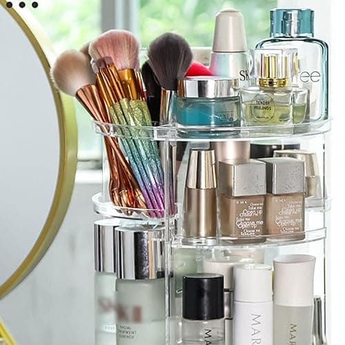 Makeup Organiser 360°Rotating, 5 Layer Large Capacity Clear Cosmetics Organiser with Removable Shelves, Skincare Makeup Display Case for Dresser Bedroom/Bathroom thumbnail 2