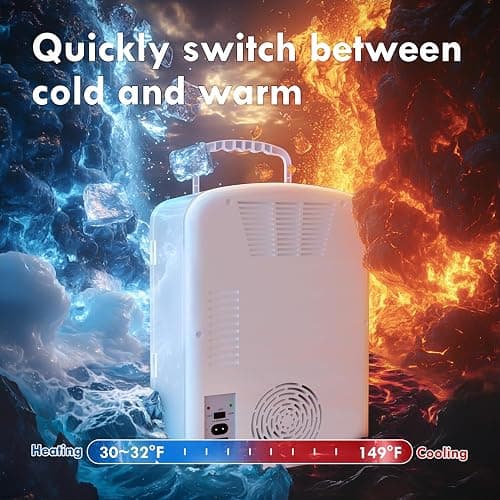 COYCYQI 9L Mini Fridge for Bedroom - Car, College Dorm Room & Office Desk 12v Portable Cooler Warmer Skincare, Beauty Makeup, Drinks, Food AC/DC Small Refrigerator with Glass Front, 110 Volts, Black thumbnail 4