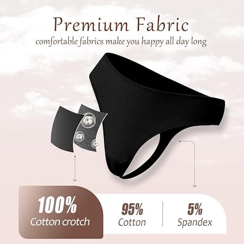 READY TO LOVE Cotton Underwear for Women Pack Breathable Thongs for Women Sexy Stretch Soft Womens Panties Thong XS-XL thumbnail 3