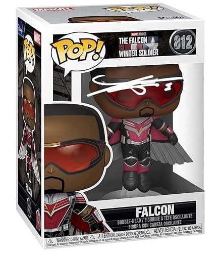 Anthony Mackie Falcon Captain America #812 Facsimile Signed Reprint Laser Autographed Funko POP! Movies Marvel Figurine with Protector Case - Image 1