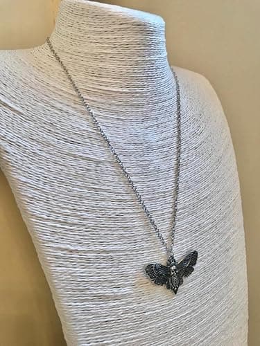 CrownOfRibbons Moth Necklace Pendant, Modern Punk Insect Jewellery thumbnail 2