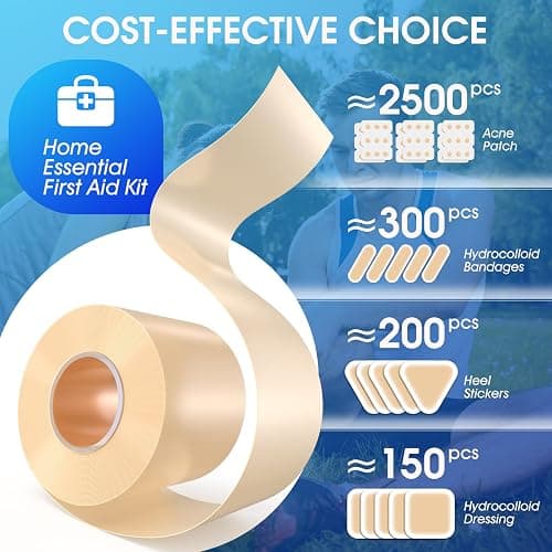 Medical Grade Hydrocolloid Roll for Wound Care, 2in*6.5ft Adhesive Hydrocolloid Bandages, Waterproof Pimple Patch Roll, Ultra Absorbent Large Hydrocolloid Patch for Acne, Blisters,Burns,and Minor Cuts thumbnail 5