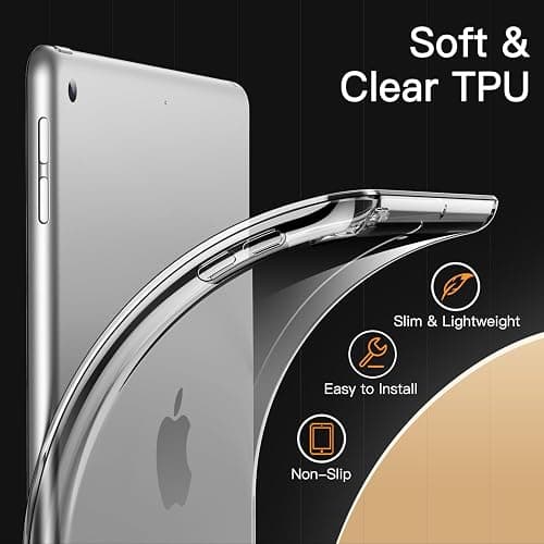 JETech Case for iPad 9.7-Inch (6th/5th Generation, 2018/2017), Soft TPU Transparent Slim Shockproof Tablet Cover (Clear) thumbnail 3