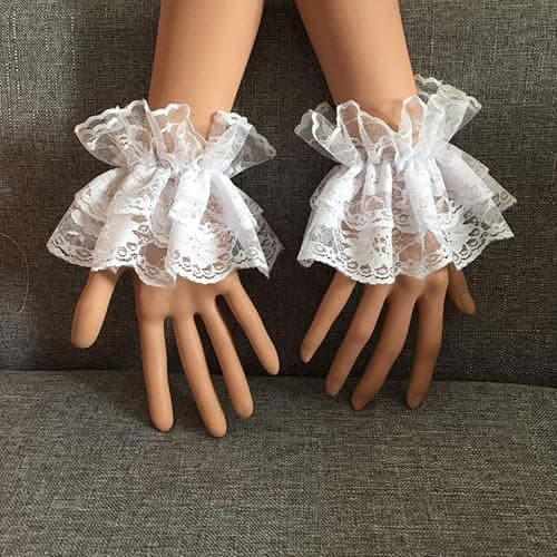 Oilmal Fake Sleeves, Women Fake Hand Sleeves Wrist Cuffs Ruffled Floral Lace Elastic Bracelet Steampunk Wedding Party Prom Clothing thumbnail 7