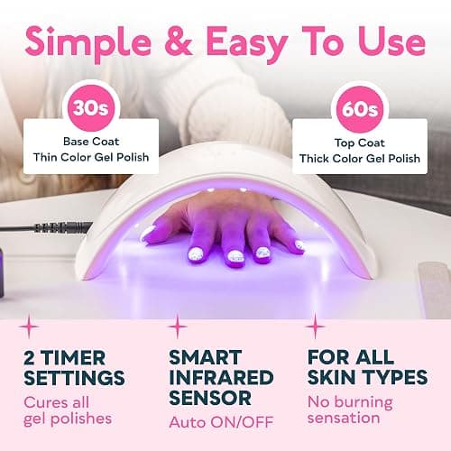 SUNUV UV LED Nail Lamp, Nail Dryer for Gel Polish UV Light for Nails with Sensor 2 Timers SUN9C Pink Gift for Women Girls thumbnail 2