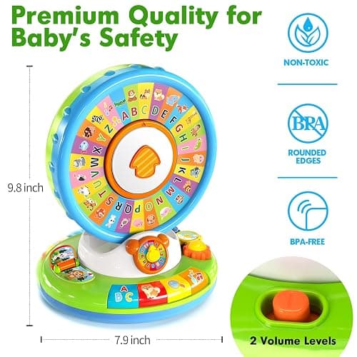 Duchong Learning Toy for Kids 1 2 3 Year Old Boys Girls, Spin and Sing Alphabet Zoo with Sounds, Interactive Educational Toys for Toddler 2-3, First Christmas 1st Birthday Gifts Toy thumbnail 2