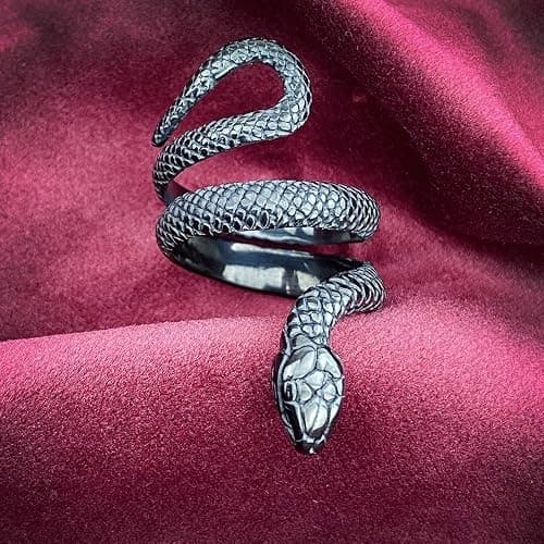 KouGeMou Womens Rock Snake Finger Ring Retro Jewelry Silver Snake Animal Rings Gift Accessories Size 6-10 thumbnail 4