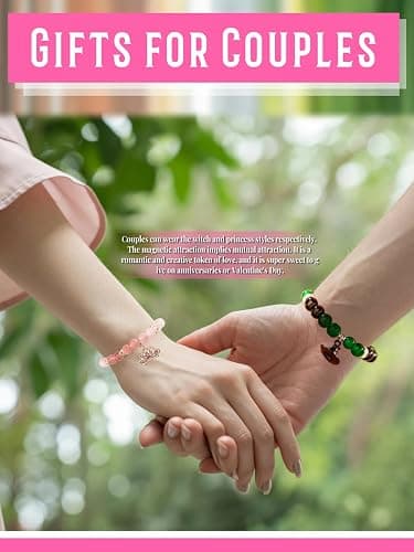 Piovelvt Matching Bracelets for Couples Best Friend Friendship Kit Bestie Gifts for Women Long Distance Ralationship Witch Merch Costume Crown Accessories thumbnail 4