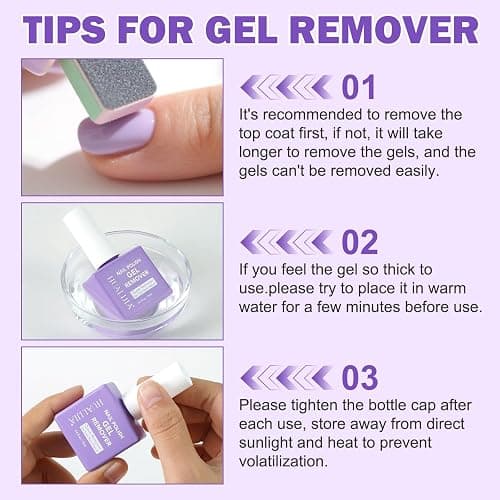 Gel Nail Polish Remover, Gel Polish Remover Kit - Quickily and Easily Removes Gel Nail Polish at Home in 2-5 Mins - No Need for Foil, Soaking or Wrapping,15ml thumbnail 7