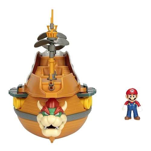 Super Mario Deluxe Bowser's Air Ship Playset with Mario Action Figure – Authentic in-Game Sounds & Spinning Propellers thumbnail 4