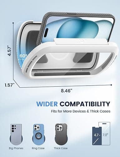 Lamicall Shower Phone Holder with Speaker Holes, IPX6 Waterproof Clear Sound & 480° Rotation Shower Case Accessories, Waterproof Bathroom Wall Mount for iPhone 17 16 Pro Max Air, S25 Ultra, 4-7" Phone thumbnail 6